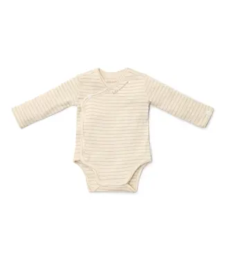 Little Dutch Little Dutch - Romper overslag lange mouw - Beige - Newborn Naturals - Stripe