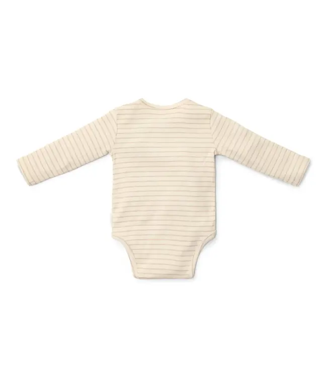 Little Dutch Little Dutch - Romper overslag lange mouw - Beige - Newborn Naturals - Stripe