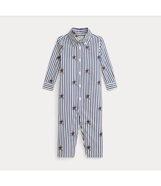 Ralph Lauren Ralph Lauren - Polo Bear Stripes Cotton Poplin Coverall - Navy