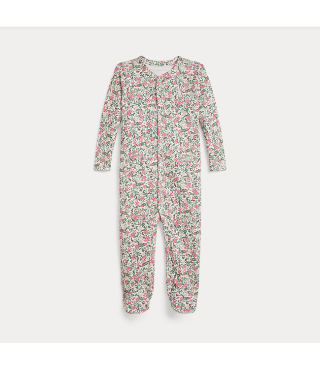 Ralph Lauren Ralph Lauren - Floral Cotton Interlock Footed Coverall - Pink