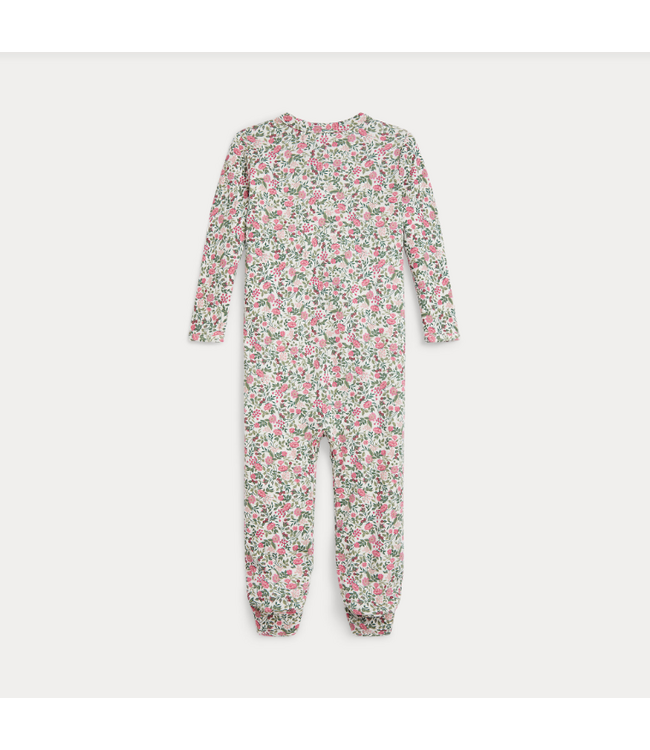 Ralph Lauren Ralph Lauren - Floral Cotton Interlock Footed Coverall - Pink