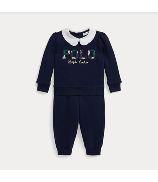 Ralph Lauren Ralph Lauren -Argyle - Logo Fleece Sweatshirt & Pant Set - Navy