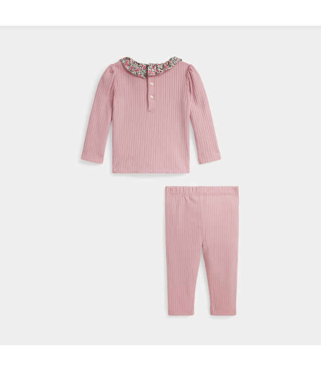 Ralph Lauren Ralph Lauren - Ribbed Cotton Top & Legging Set - Pink