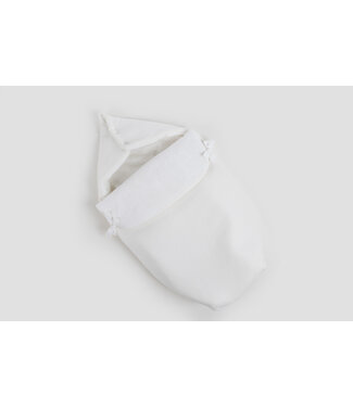 Maison Naline Maison Naline - Autostoelnestje 3puntsgordel  buitenkant angora ivoor / binnenkant teddy ivoor / paspel ivoor aan flap / lintjes ivoor katoen / 2 knoopjes ivoor