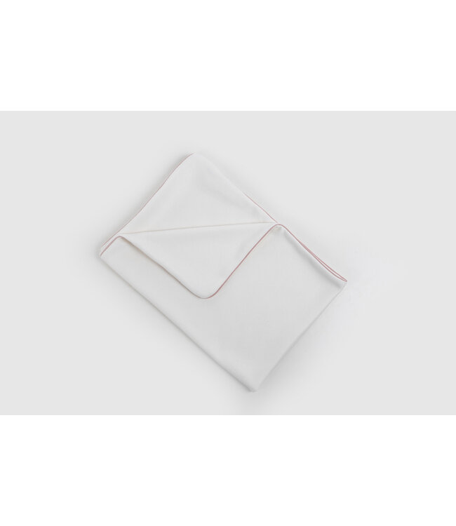 Maison Naline Maison Naline - Wiegdeken voorkant angora ivoor / achterkant angora ivoor / paspel roze tush rondom