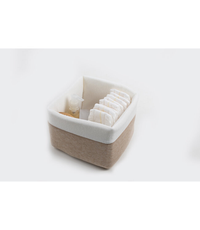 Maison Naline Maison Naline - Commodemandje angora beige / paspel beige op 1/3  / boven- en binnenkant angora ivoor