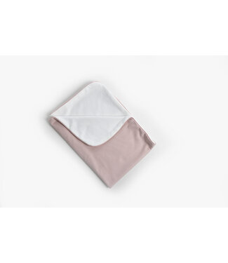 Maison Naline Maison Naline - Wiegdeken voorkant herringbone roze / achterkant angora ivoor / paspel tush roze rondom (verticale lijnen)