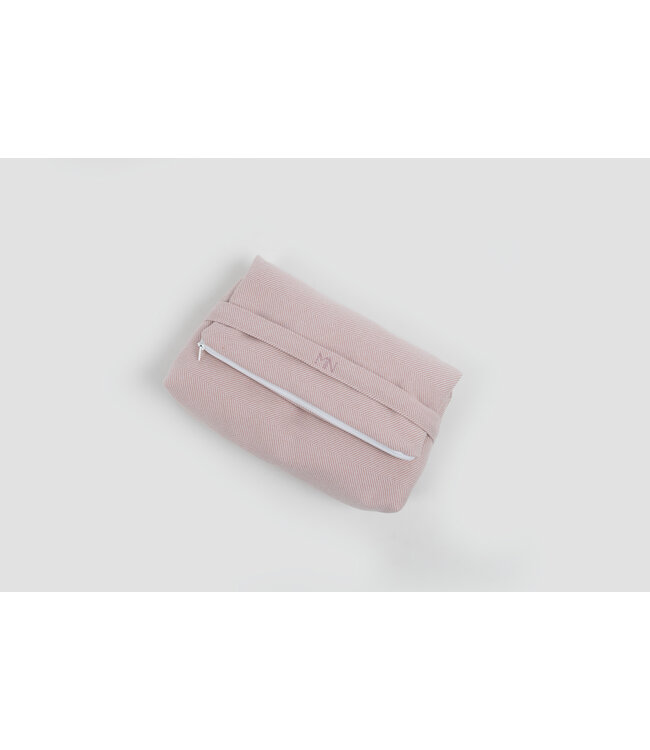 Maison Naline Maison Naline - Toilettas (pochette) herringbone roze (horizontale lijnen)