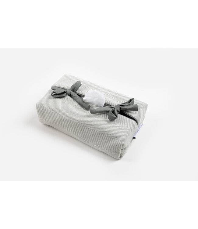 Maison Naline Maison Naline - Kleenexcover herringbone groen / paspel tush groen / lintjes tush groen