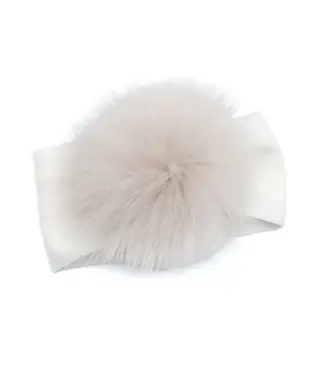 Barcellino Barcellino - Haarband Fascia met pompon wit