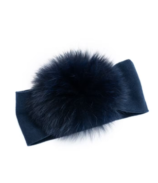 Barcellino Barcellino - Haarband Fascia met pompon navy
