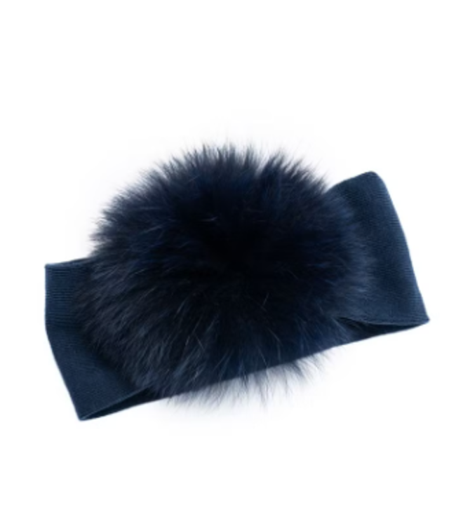Barcellino Barcellino - Haarband Fascia met pompon navy