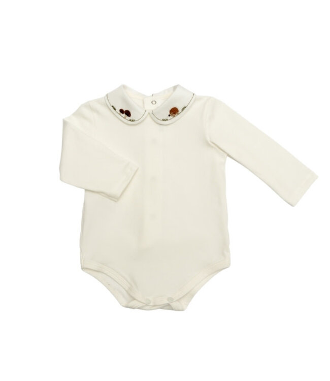 Barcellino Barcellino - Body Latte met geborduurde kraag