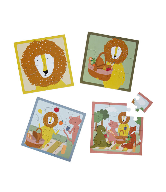 Trixie Trixie - Puzzle box - Â Animal picnic - 4 puzzles
