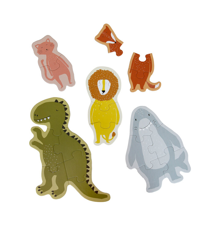 Trixie Trixie - Puzzle box - Big and small animals - 5 puzzles