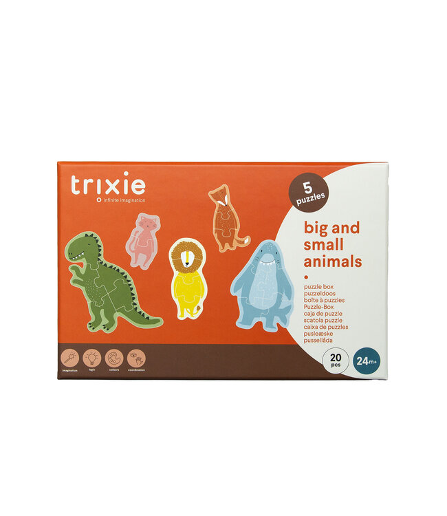Trixie Trixie - Puzzle box - Big and small animals - 5 puzzles