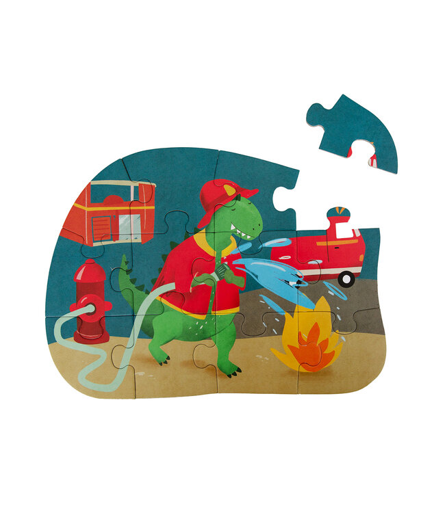 Trixie Trixie - Shape puzzle - Fireman Mr. Dino - 12 pcs