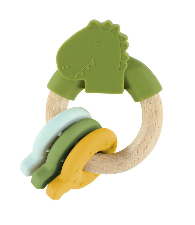 Trixie Trixie - Wooden silicone activity ring - Mr. Dino