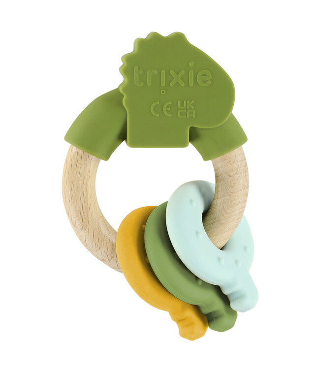 Trixie Trixie - Wooden silicone activity ring - Mr. Dino