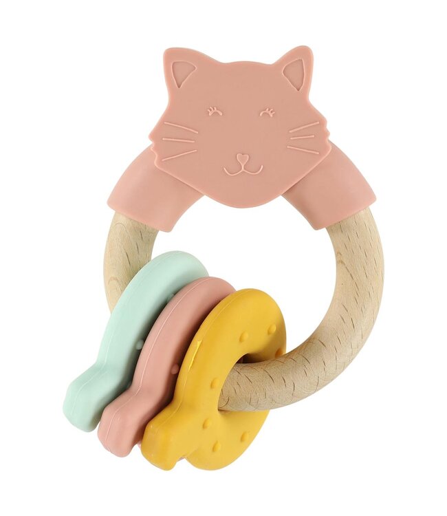 Trixie Trixie - Wooden silicone activity ring - Mrs. Cat
