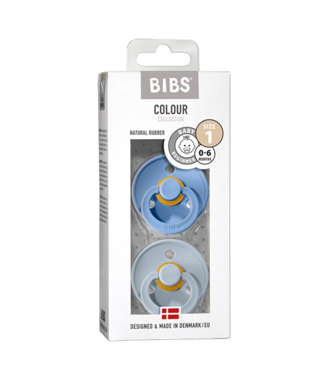 Bibs Bibs - Fopspeen Natuurrubber - Blister Sky Blue / Baby Blue - T1