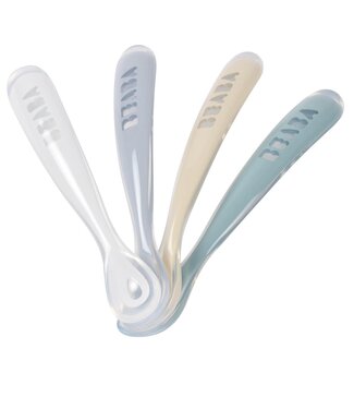 Beaba Beaba - Set van 4 siliconenlepels 1ste leeftijd - GALET / PEBBLE