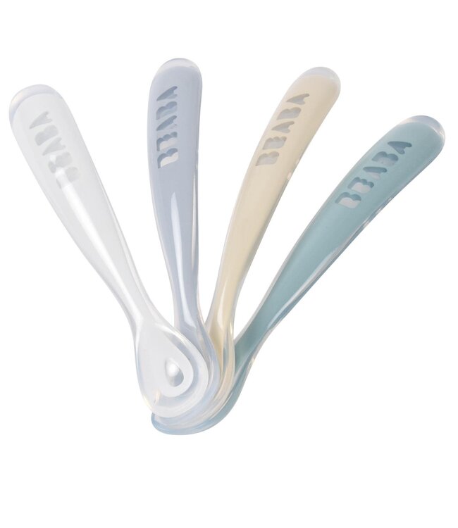 Beaba Beaba - Set van 4 siliconenlepels 1ste leeftijd - GALET / PEBBLE