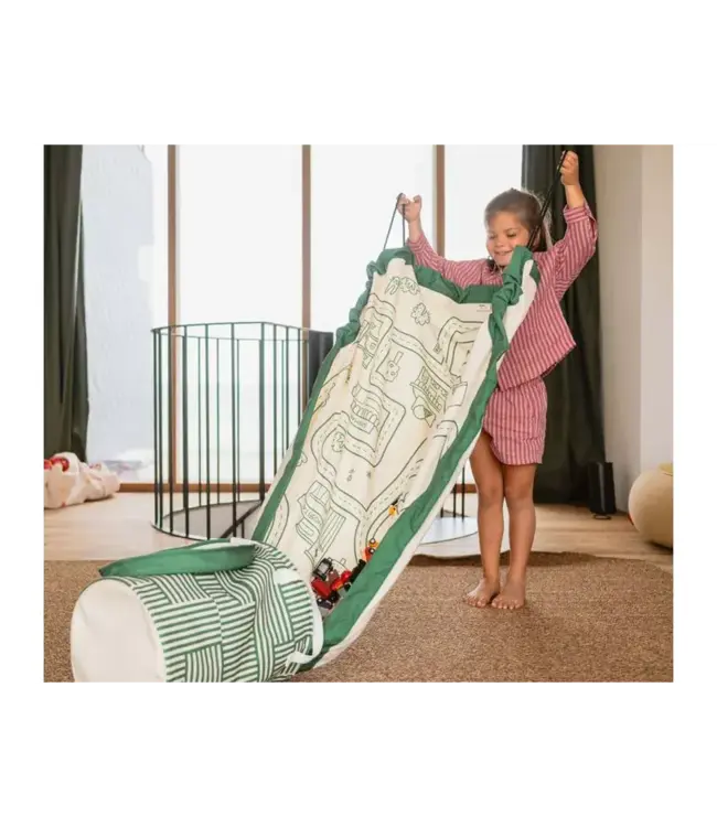 Play & Go Play & Go - Opbergmand Met Speeltapijt -  Roadmap Green 140cm