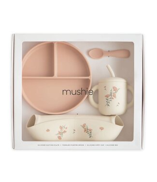 Mushie Mushie - Giftbox - Feeding Toddler Set - Pink Flowers