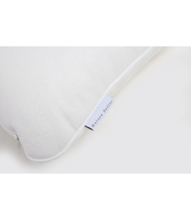 Maison Naline Maison Naline - Kussen 35x35 angora ivoor / paspel ivoor rondom