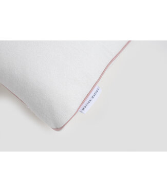 Maison Naline Maison Naline - Kussen 35x35 angora ivoor / paspel roze tush rondom