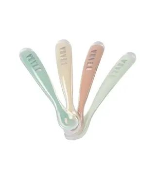 Beaba Beaba - Set van 4 siliconenlepels 1ste leeftijd - Natural