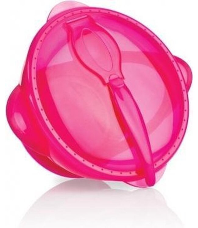 Nuby Nuby - Kom met zuigring met lepel en deksel - 360ml - 6m+ roze