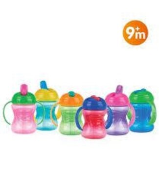 Nuby Nuby - 2N1 beker met harde tuit met handvaten - groen/geel - 240ml - 9m+