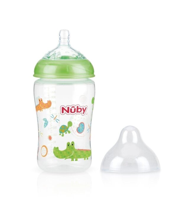 Nuby Nuby - Brede Hals Fles 270ML krokodil - groen