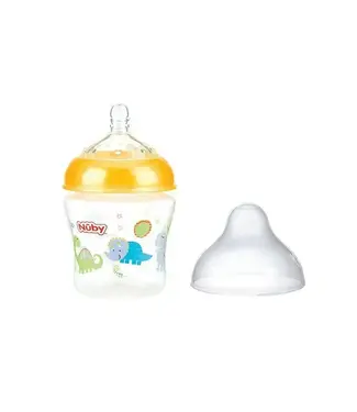 Nuby Nuby - Brede Hals Fles - 180ML - dino geel