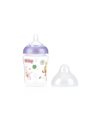Nuby Nuby - Brede Hals Fles 270ML kangoeroe - paars