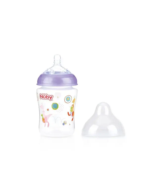 Nuby Nuby - Brede Hals Fles 270ML kangoeroe - paars