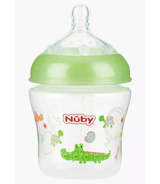 Nuby Nuby - Brede Hals Fles - 180ML - krokodil groen