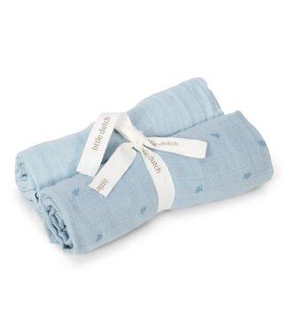 Little Dutch Little Dutch - Swaddle doeken hydrofiel 70x70 - Pure Denim Blue