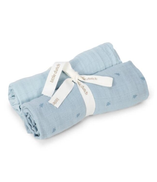 Little Dutch Little Dutch - Swaddle doeken hydrofiel 70x70 - Pure Denim Blue