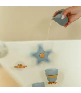 Little Dutch Little Dutch - Badwand bekers met zuignap - blauw