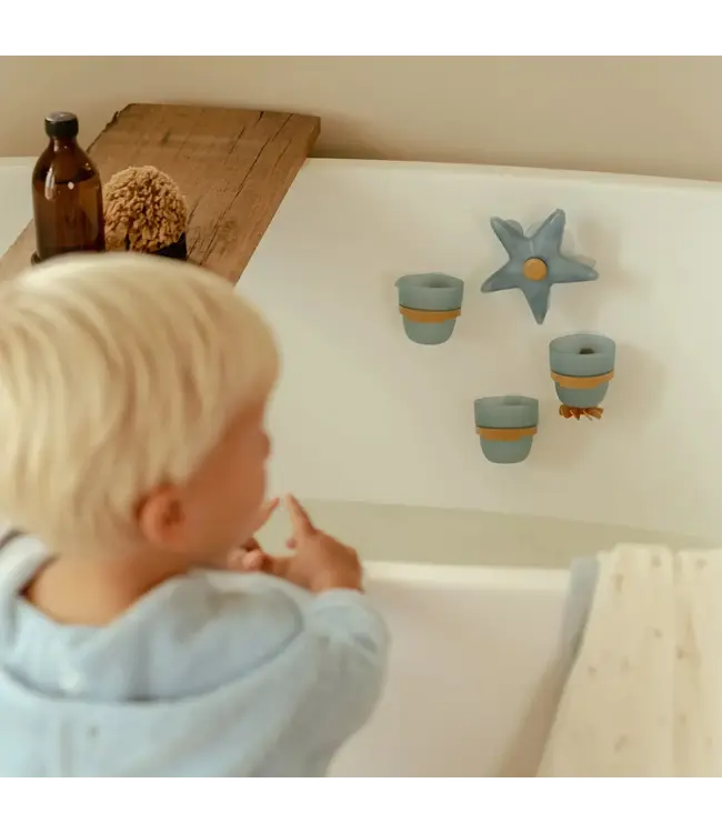 Little Dutch Little Dutch - Badwand bekers met zuignap - blauw