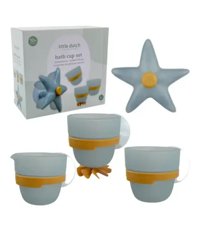 Little Dutch Little Dutch - Badwand bekers met zuignap - blauw