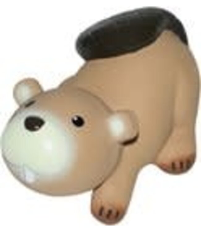 Tikiri Tikiri: MIJN EERSTE BOSDIERTJE / BEVER 6cm, in natuurlijk rubber, met belletje, modellen gemengd, met hangkaart, 0+