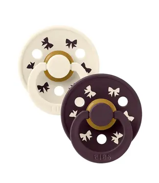 Bibs Bibs - Holiday Leaf T1 Latex - Ivory/Plum 2-pack