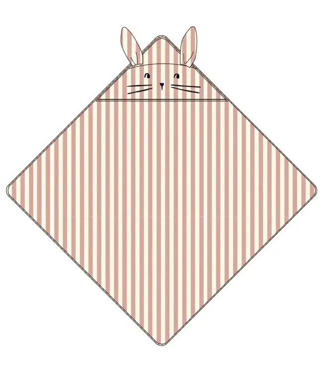 Liewood Liewood - Albert Hooded Towel - Coral Blush / Creme De La Creme Stripe