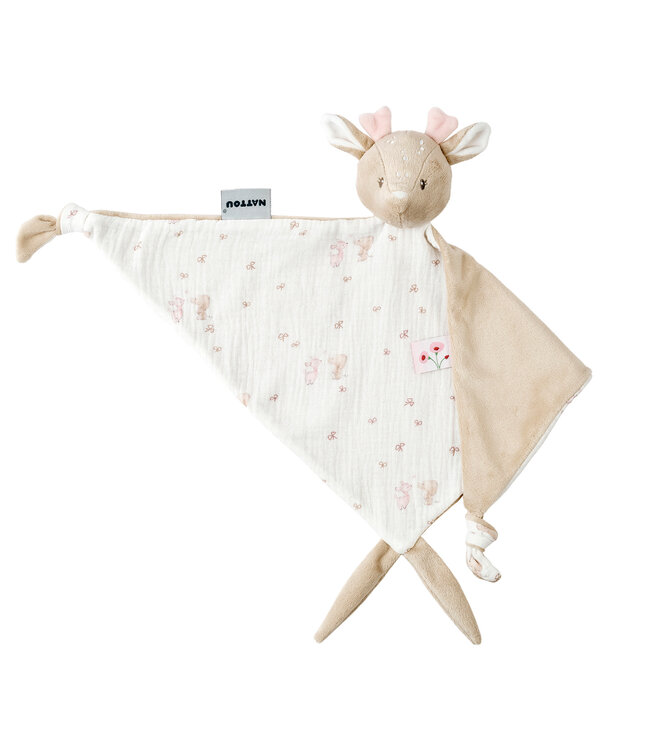 Nattou Nattou - Fanfan - Maxi-Doudou Bedrukte Swaddle Hinde Roze