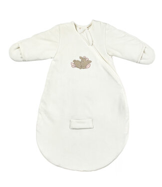 Nattou Nattou - Fanfan - Slaapzak Wit Velours 60 Cm Met Mouwen & Wanten Tog 2,5