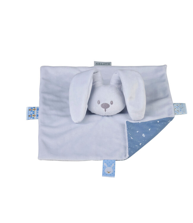 Nattou Nattou - Lapidou - Doudou Pastel Blauw Met Gedrukt Motief